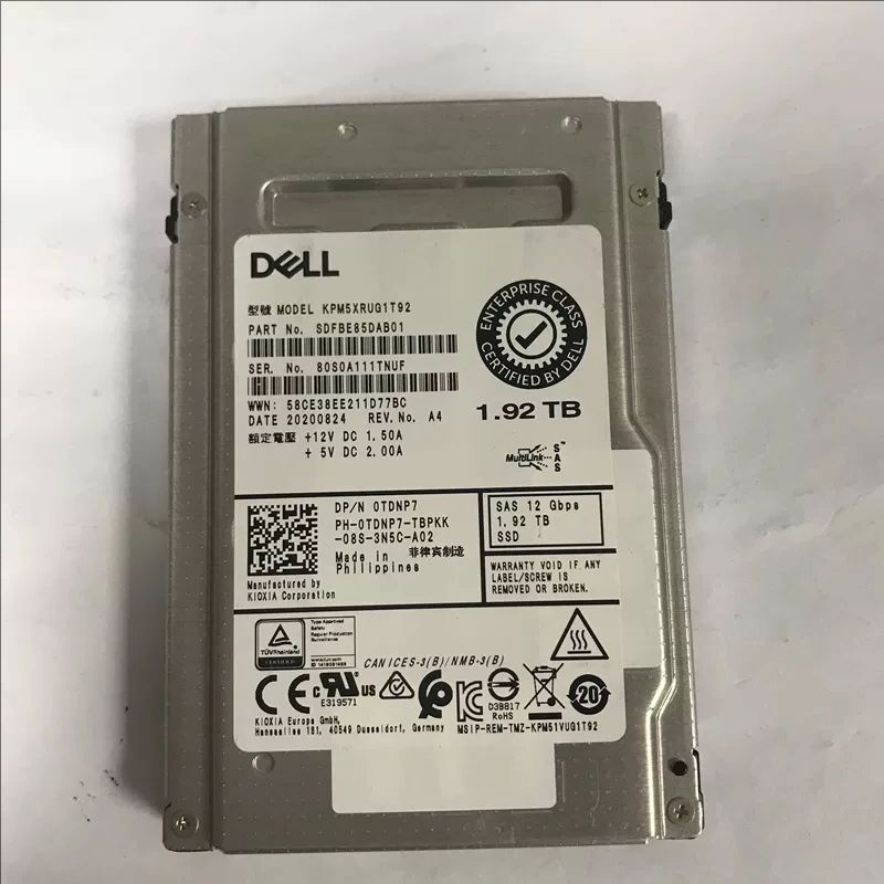 零通电 健康百分百 Dell KPM5XRUG7T68 0GT7GT 7.68T SAS SSD硬盘 全新零通电硬盘