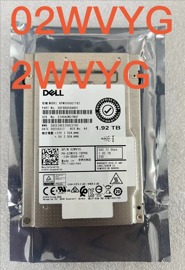 DELL 02WVYG KPM5XVUG1T92 1.92TB SAS Mixed Use SSD Compatible with DELL Servers & ME5024/ME5224 Storage