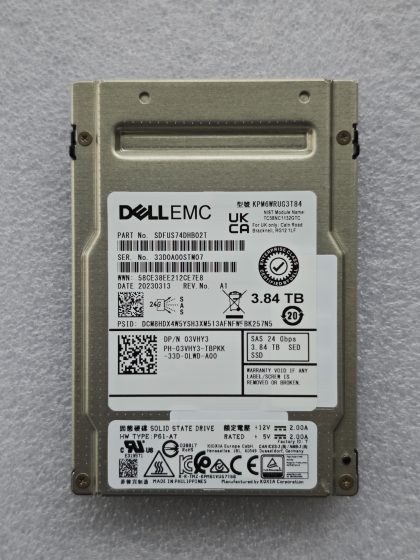 Dell 03VHY3 3.84TB 24G SAS SED enterprise SSD KPM6WRUG3T84